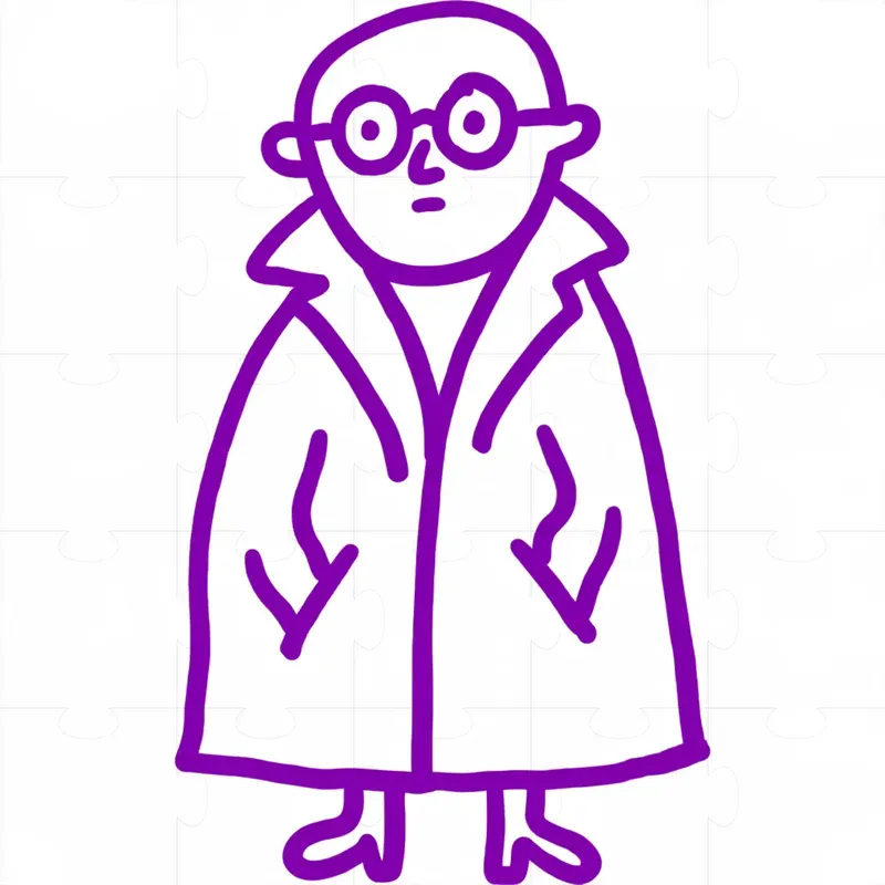 Minimalist Purple Character Line Art