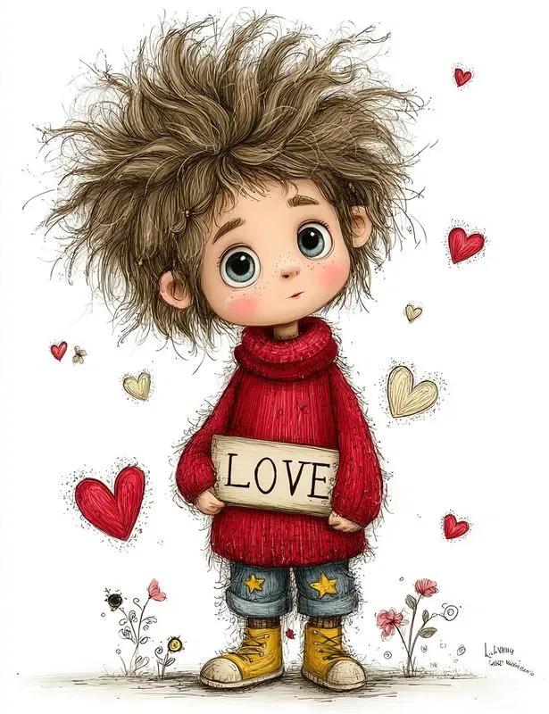 Whimsical Valentine Boy Storybook Clips