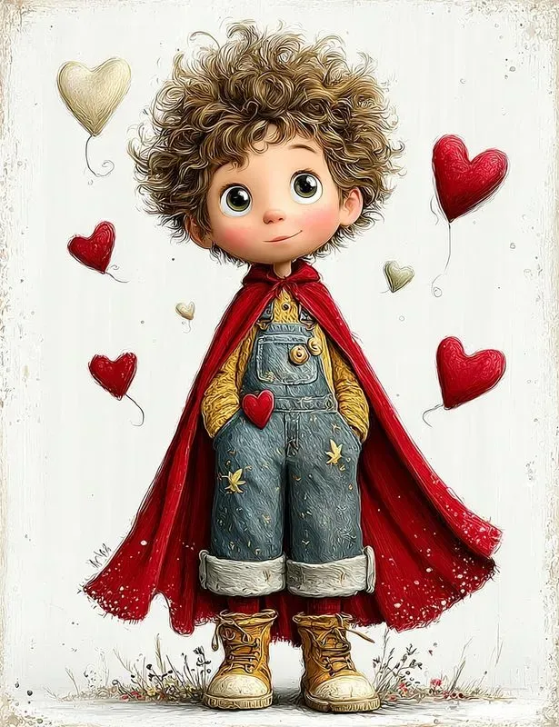 Whimsical Valentine Boy Storybook Clips