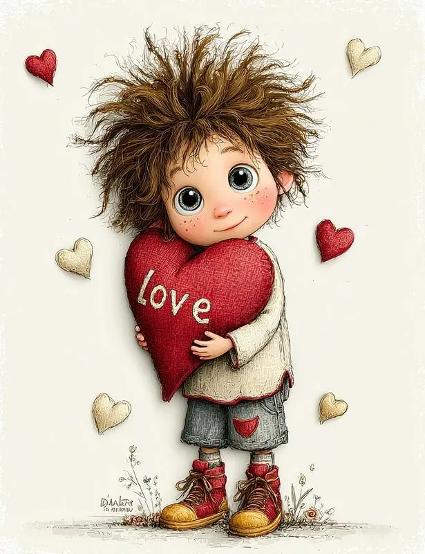 Whimsical Valentine Boy Storybook Clips