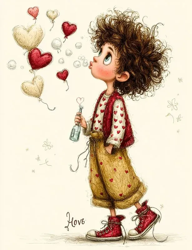 Whimsical Valentine Boy Storybook Clips