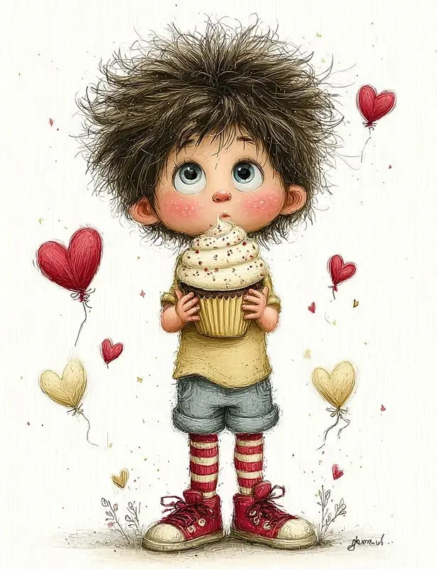 Whimsical Valentine Boy Storybook Clips