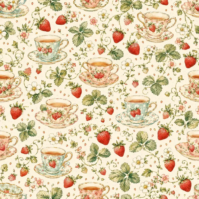 Strawberry Kitchen Seamless Patterns