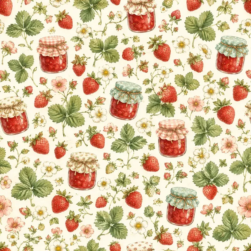 Strawberry Kitchen Seamless Patterns