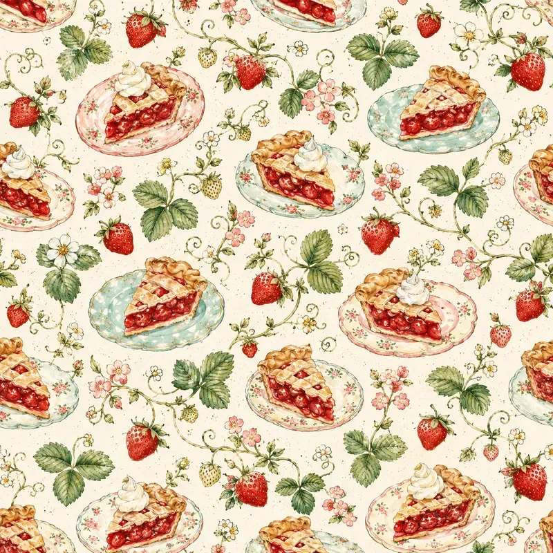 Strawberry Kitchen Seamless Patterns