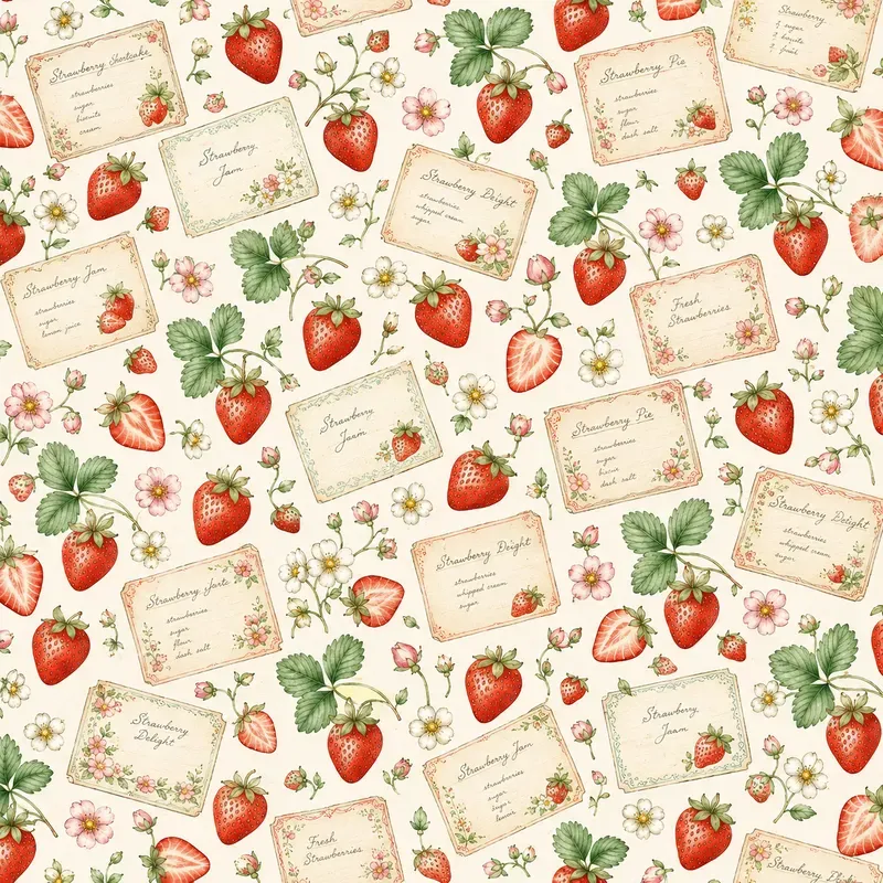 Strawberry Kitchen Seamless Patterns