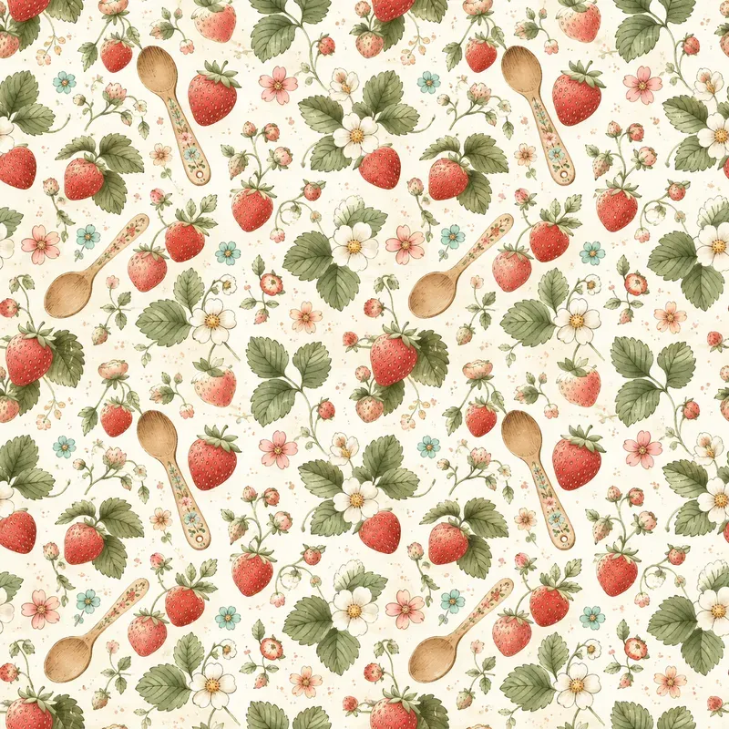 Strawberry Kitchen Seamless Patterns