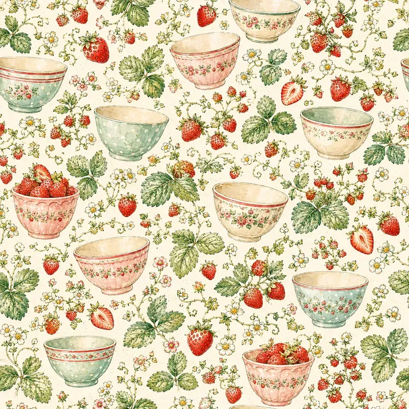 Strawberry Kitchen Seamless Patterns