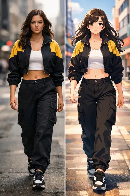 Real Vs Anime Split Composition Renders