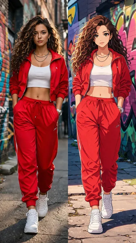 Real Vs Anime Split Composition Renders