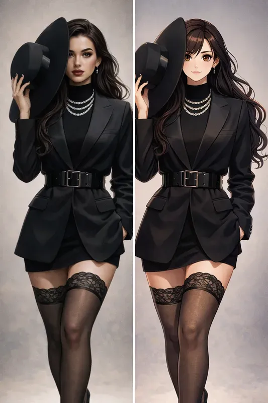 Real Vs Anime Split Composition Renders