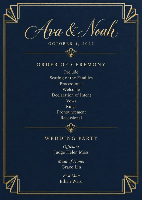 Wedding Ceremony Program Cards