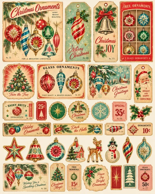 Christmas Ornament Ephemera Sets