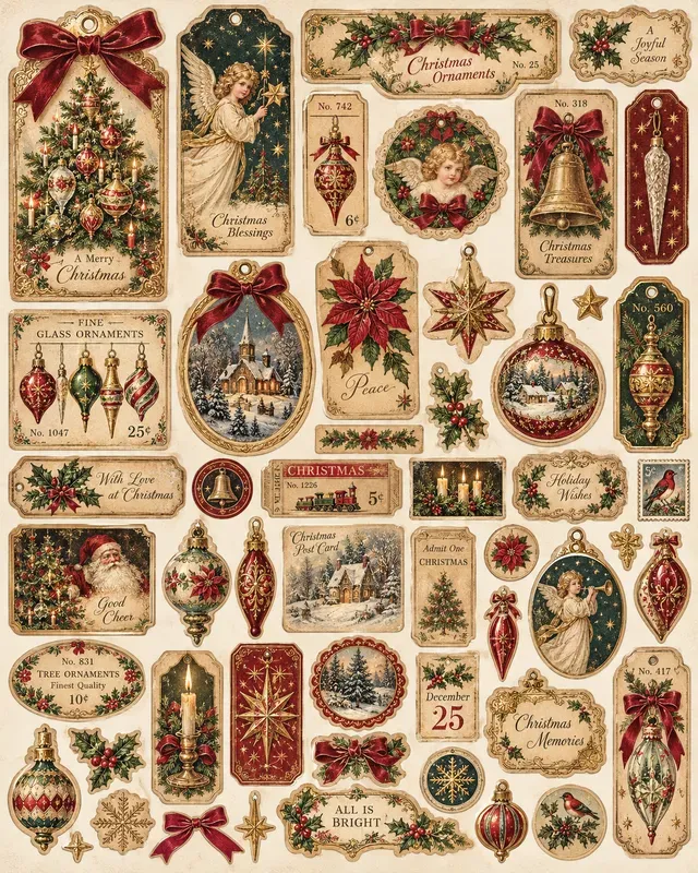 Christmas Ornament Ephemera Sets