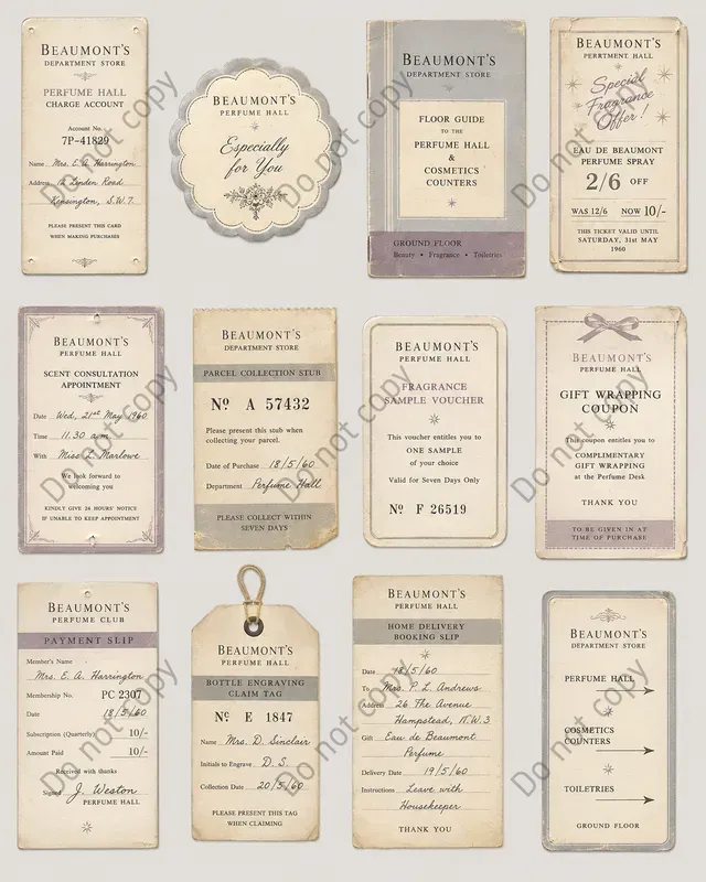 Department Store Ephemera Sheets