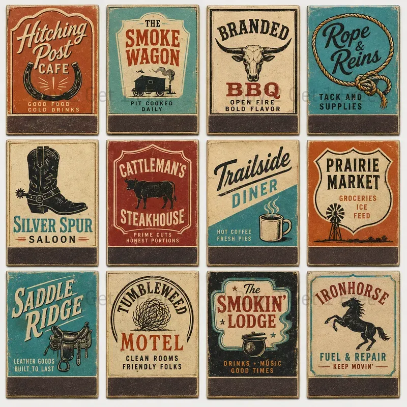 Western Advertising Matchbook Covers