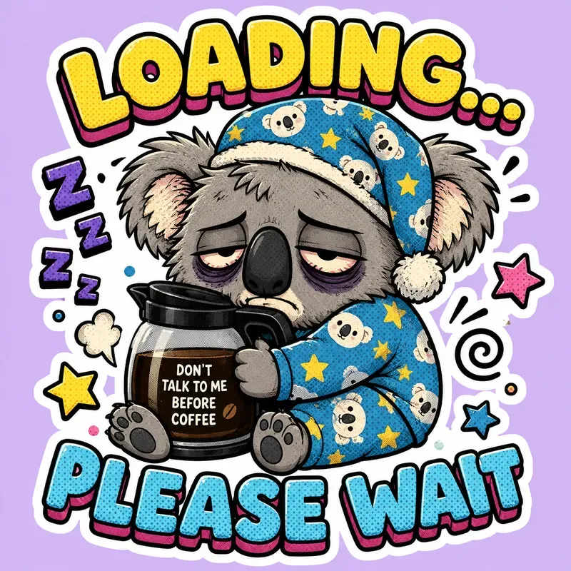 Sleepy Grumpy Animal Sticker Art