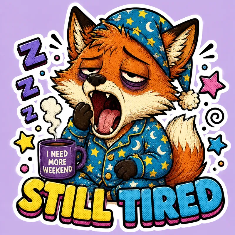 Sleepy Grumpy Animal Sticker Art