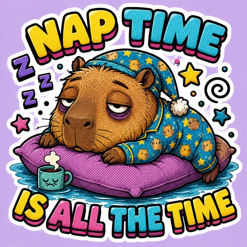 Sleepy Grumpy Animal Sticker Art