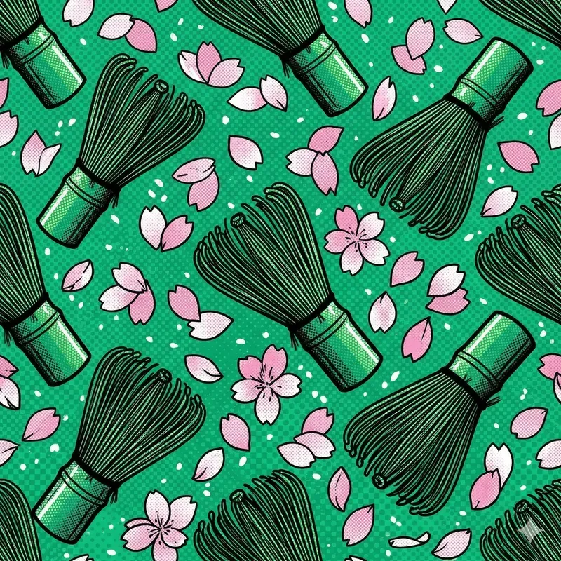 Retro Matcha Sakura Popart Patterns
