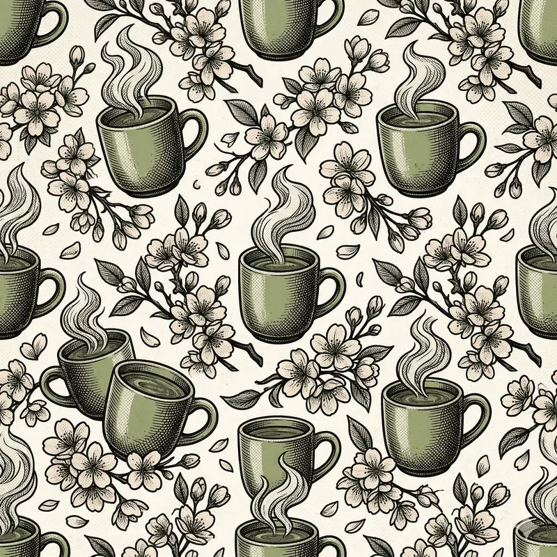 Retro Matcha Sakura Popart Patterns