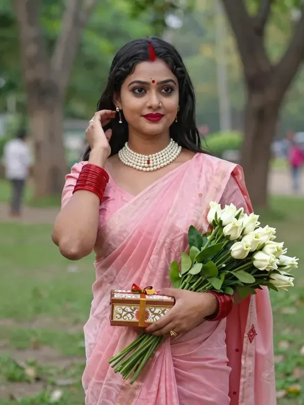 Traditional Bengali Women Red Sarees