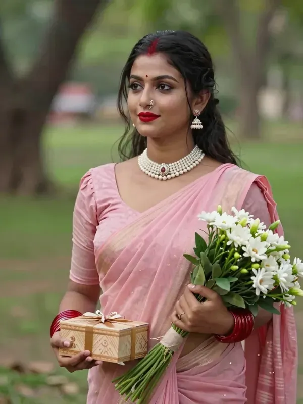 Traditional Bengali Women Red Sarees