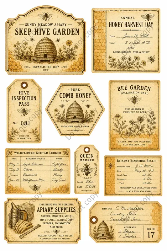 Beekeeper Apiary Ephemera Sheets