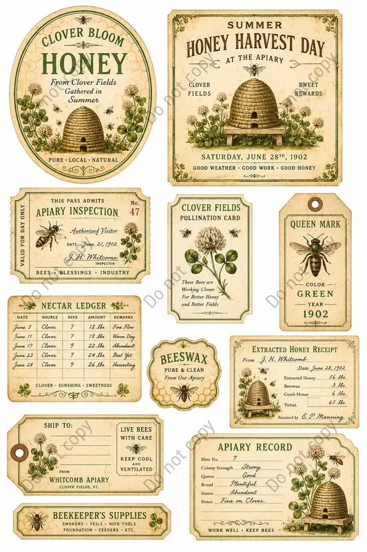 Beekeeper Apiary Ephemera Sheets