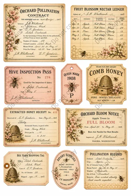 Beekeeper Apiary Ephemera Sheets