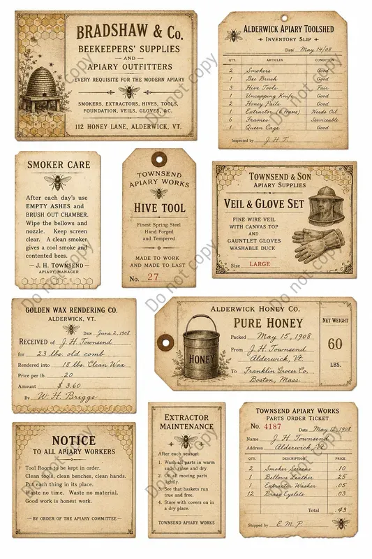 Beekeeper Apiary Ephemera Sheets