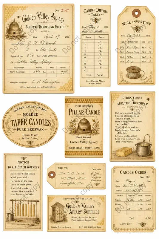 Beekeeper Apiary Ephemera Sheets