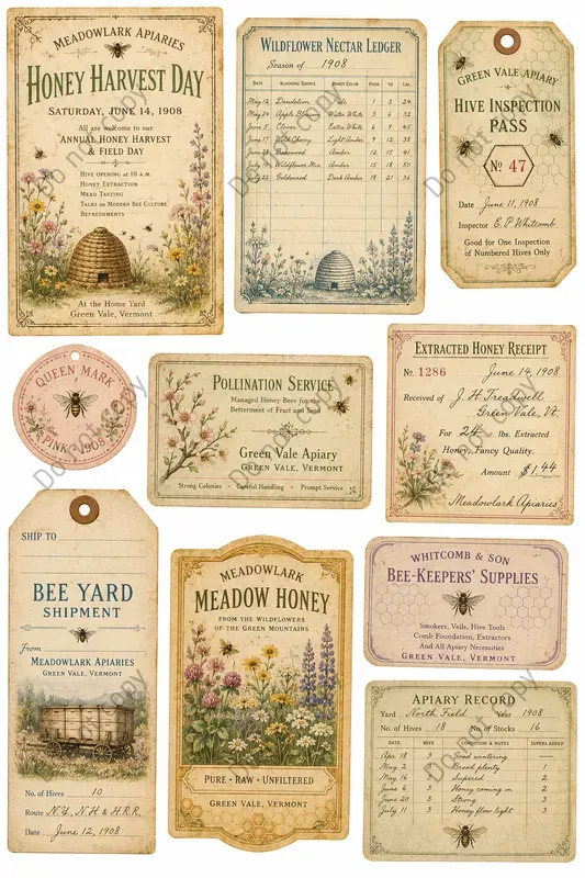 Beekeeper Apiary Ephemera Sheets