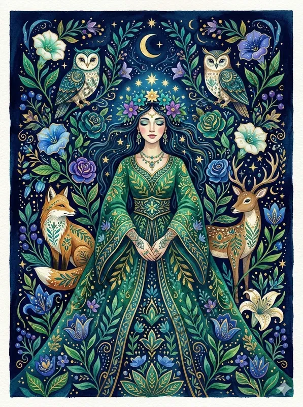 Vibrant Folk Watercolor Art