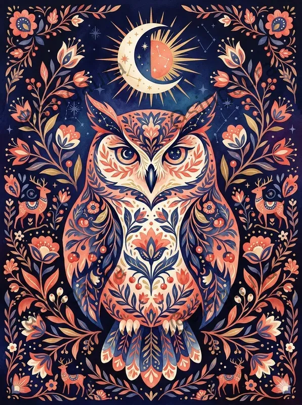 Vibrant Folk Watercolor Art