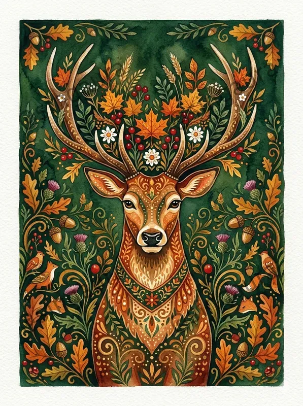 Vibrant Folk Watercolor Art