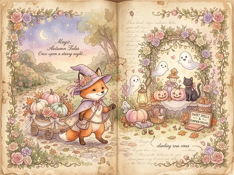 Pastel Halloween Double Spread Pages