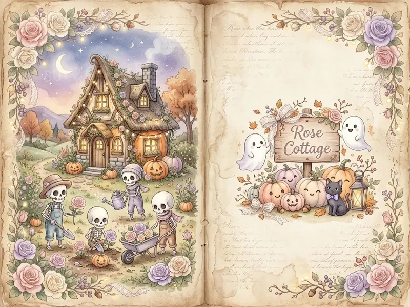 Pastel Halloween Double Spread Pages