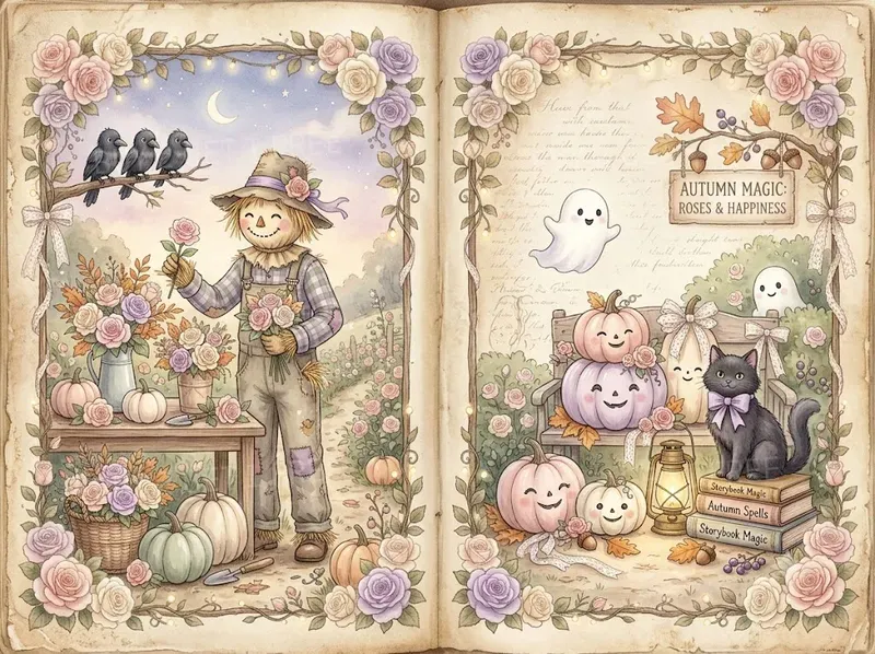 Pastel Halloween Double Spread Pages
