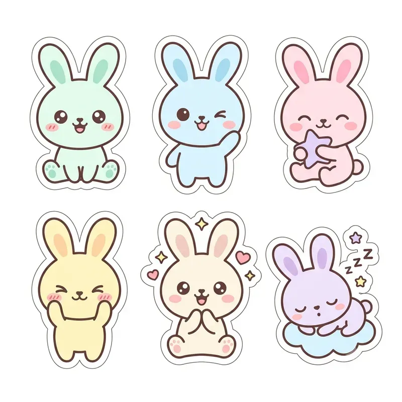 Cute Pastel Chibi Sticker Collections