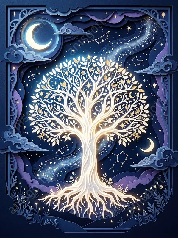 Celestial Storybook Papercut Diorama Art