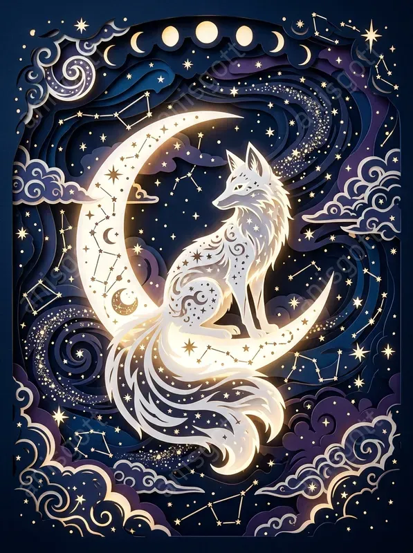 Celestial Storybook Papercut Diorama Art