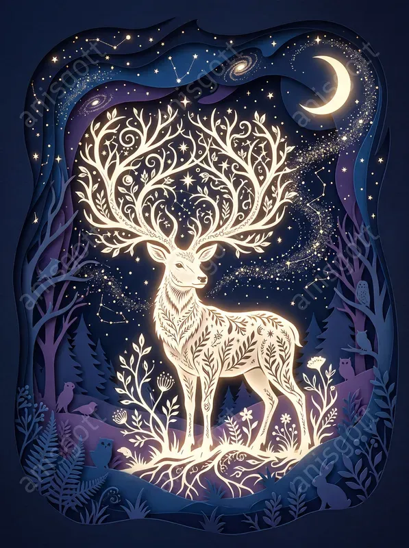 Celestial Storybook Papercut Diorama Art