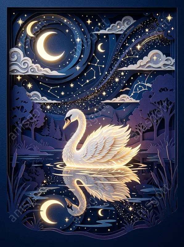 Celestial Storybook Papercut Diorama Art