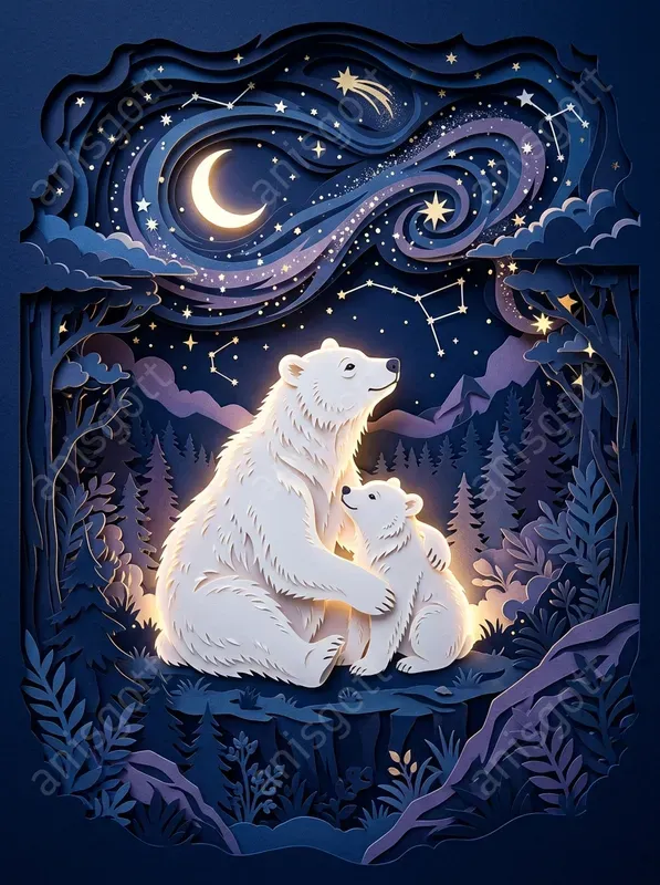 Celestial Storybook Papercut Diorama Art
