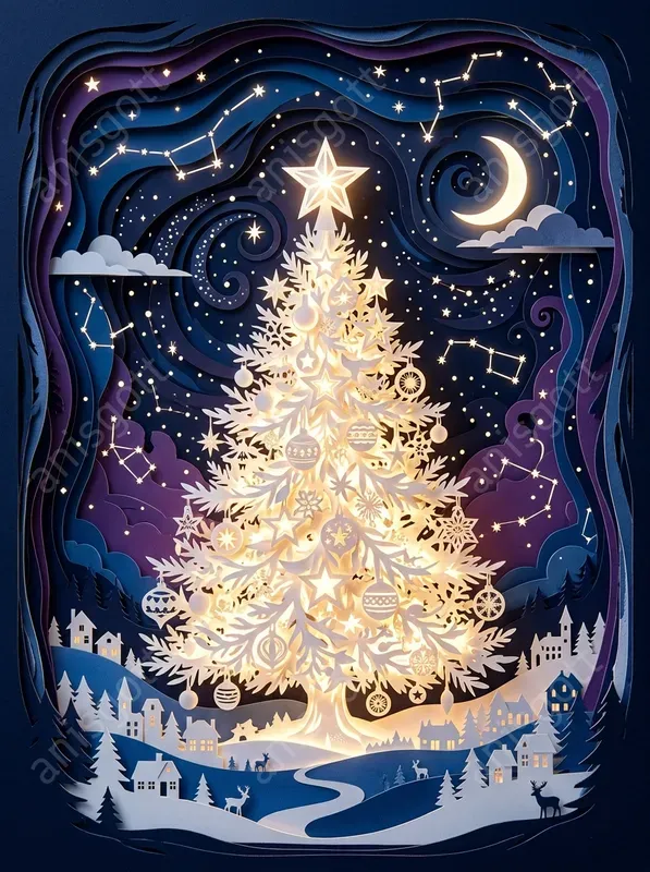 Celestial Storybook Papercut Diorama Art