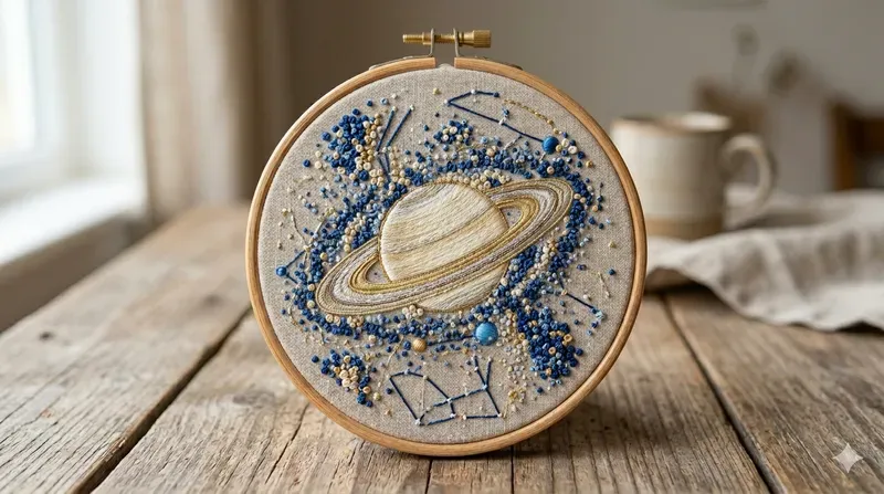 Celestial Embroidery Hoop Art
