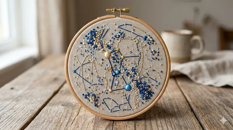 Celestial Embroidery Hoop Art