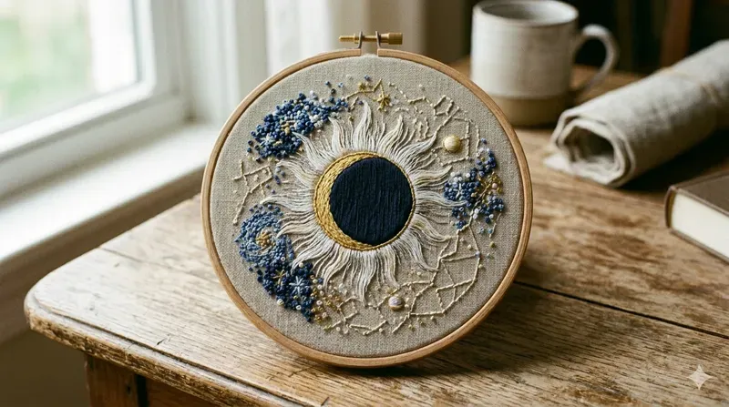 Celestial Embroidery Hoop Art