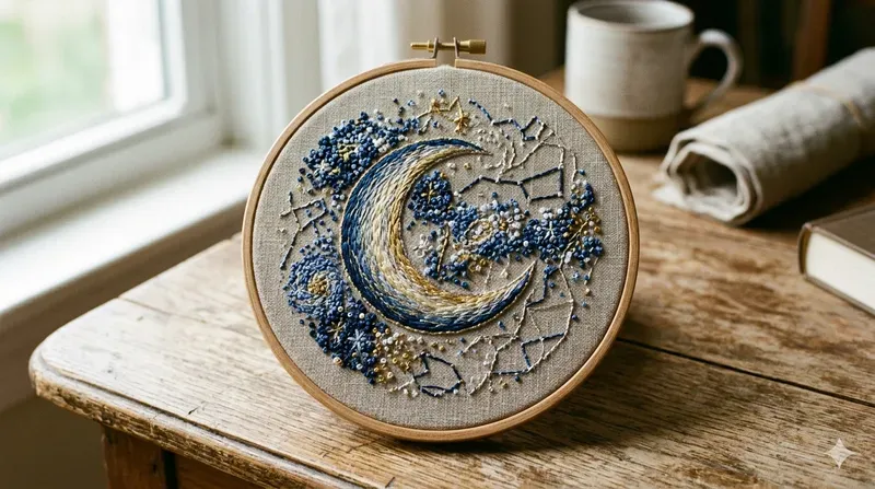 Celestial Embroidery Hoop Art